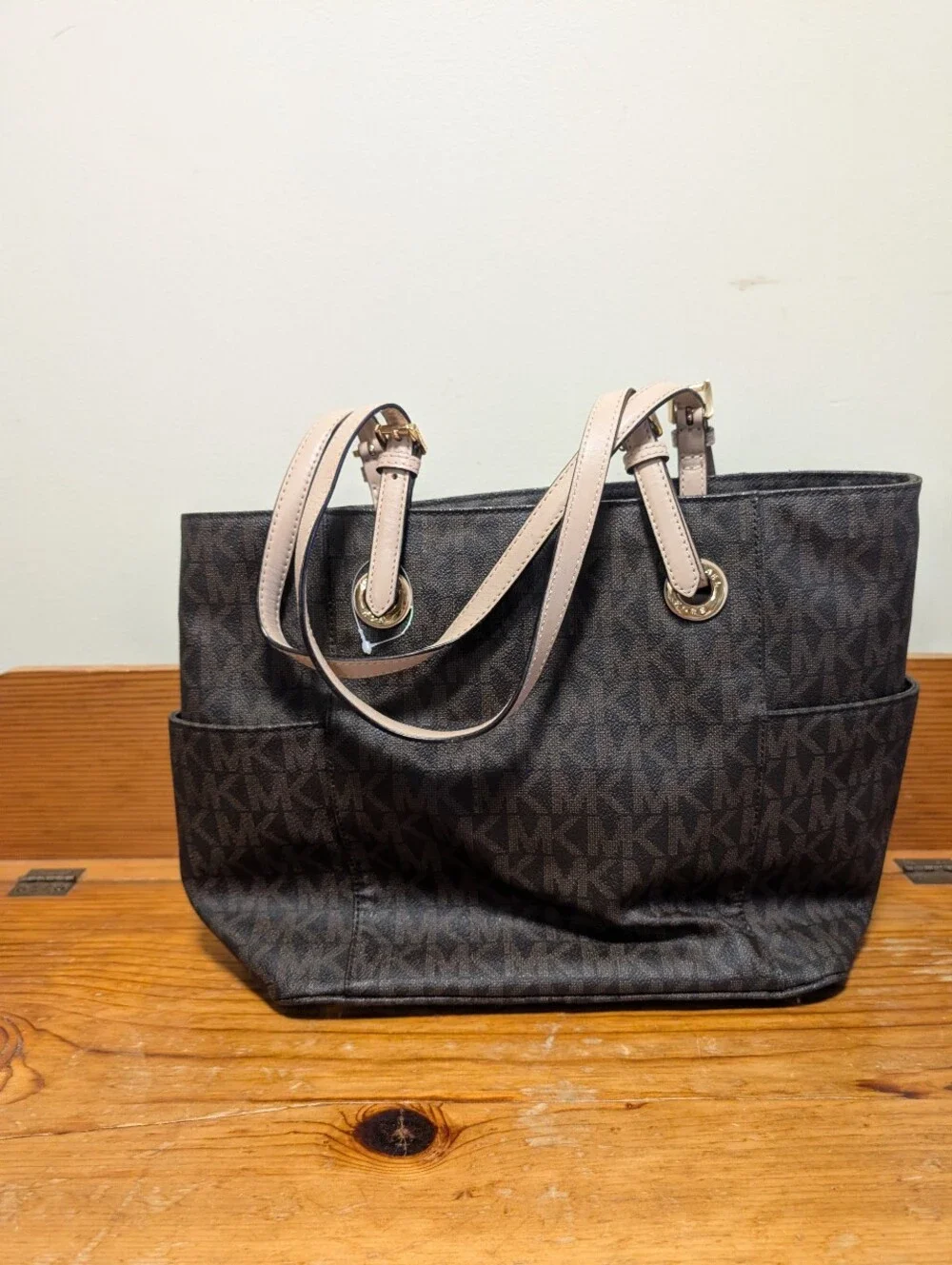 Michael Kors Jet Set Travel MK Signature Tote Brown Tan
